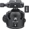52mm Low Profile Ball Head Tripod Mount Ball Head ARTCISE All Metal CNC Machining with Two 1/4" Quick Release Plates for Tripod, Monopod, DSLR, CamcorderMax Load 66lbs /30kgAll Black view 1