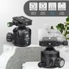52mm Low Profile Ball Head Tripod Mount Ball Head ARTCISE All Metal CNC Machining with Two 1/4" Quick Release Plates for Tripod, Monopod, DSLR, CamcorderMax Load 66lbs /30kgAll Black view 2