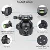 52mm Low Profile Ball Head Tripod Mount Ball Head ARTCISE All Metal CNC Machining with Two 1/4" Quick Release Plates for Tripod, Monopod, DSLR, CamcorderMax Load 66lbs /30kgAll Black view 4