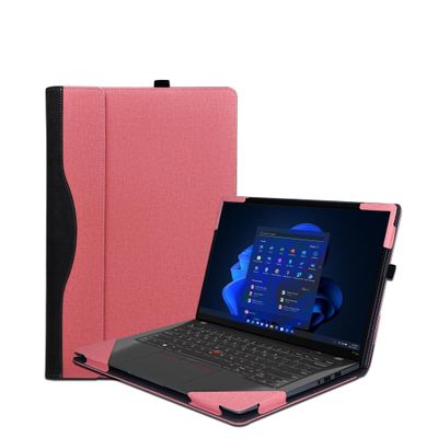 14 inch Laptop Case Cover for Lenovo ThinkPad T14/ P14s/T14s Gen3 Gen4 & for ThinkPad L14 Gen5 Notebook PC Sleeve,Detachable PU Leather Protective Sleeve Bag Accessory (Pink)