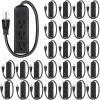 Copkim 20 Pack 3 Outlet Power Strip Extension Cord with Flat Plug Mini Cord 3 Ground Heavy Duty Mountable Outlets Strip for Computer Phone Home Office (1 ft,Black) view 1