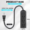 Copkim 20 Pack 3 Outlet Power Strip Extension Cord with Flat Plug Mini Cord 3 Ground Heavy Duty Mountable Outlets Strip for Computer Phone Home Office (1 ft,Black) view 2