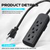 Copkim 20 Pack 3 Outlet Power Strip Extension Cord with Flat Plug Mini Cord 3 Ground Heavy Duty Mountable Outlets Strip for Computer Phone Home Office (1 ft,Black) view 3