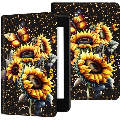 for Kindle 10th Generation 2019 Case, Durable PU Leather Kindle Cover 10th Generation, Adjustable Stand with Auto Sleep/Wake Smart Cover (Not fit Kindle Oasis or Kindle 2022), Sunflower