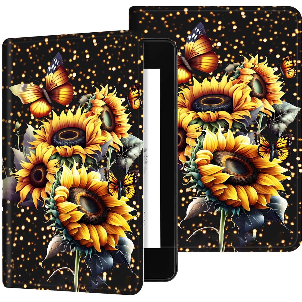 for Kindle 10th Generation 2019 Case, Durable PU Leather Kindle Cover 10th Generation, Adjustable Stand with Auto Sleep/Wake Smart Cover (Not fit Kindle Oasis or Kindle 2022), Sunflower