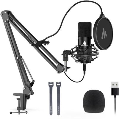 DirectNine Basics USB Microphone, 192KHZ/24Bit Plug & Play PC Computer Podcast Condenser Cardioid Metal Mic Kit with Professional Sound Chipset for Recording, Gaming, Singing, YouTube (AU-A04)
