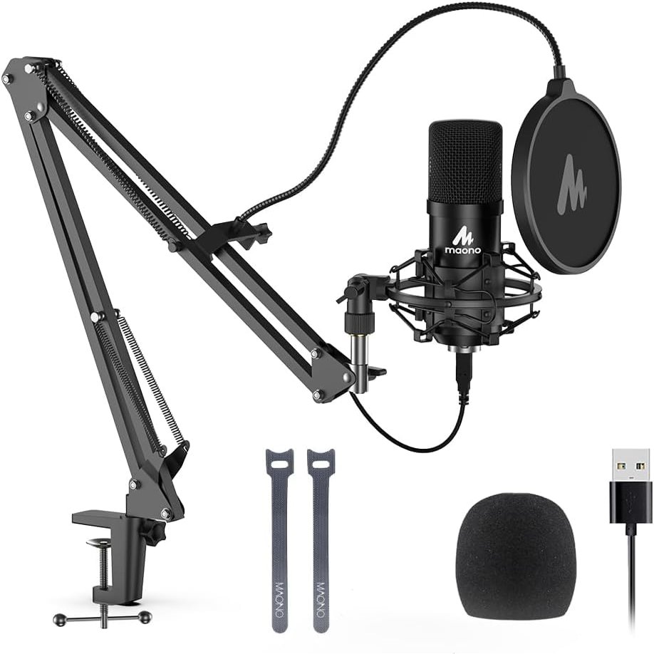 DirectNine Basics USB Microphone, 192KHZ/24Bit Plug & Play PC Computer Podcast Condenser Cardioid Metal Mic Kit with Professional Sound Chipset for Recording, Gaming, Singing, YouTube (AU-A04)