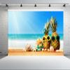 chnywork 12x8ft Summer Seaside Beach Backdrop Sunshine Pineapple Wearing Sunglasses Starfish Wooden Table Background Summer Vacation Theme Party Decorations Photo Booth Studios Props Wallpaper view 2