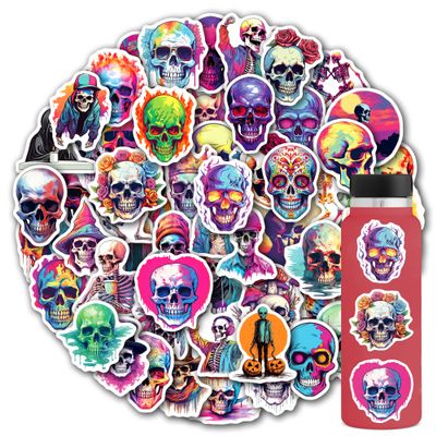 102 Pack Cool Skull Stickers for Adults,Fun Skull Stickers Vinyl Waterproof Sticker for Decor Party Favors for Water Bottle,Luggage,Laptop,Gothic and Horror Sticker for Adults
