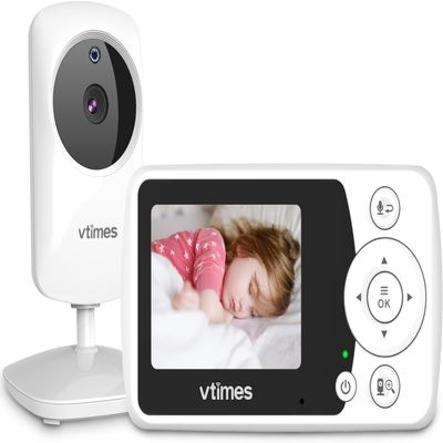 VTimes Baby Monitor with Camera and Audio, Video Baby Monitor No WiFi Night Vision 2.4" LCD Screen Portable Baby Camera Monitor Alarm Lullaby Temperature Sensor and 1000ft, Ideal for Baby/Elderly/Pet