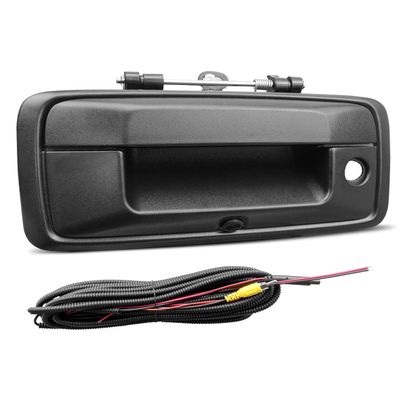 Backup Camera Tailgate Handle with Keyhole Fit for Chevrolet Chevy Silverado GMC Sierra 2014-2015 Replace 23128692, Rear View Camera Liftgate Latch Door Handle with Harness Black