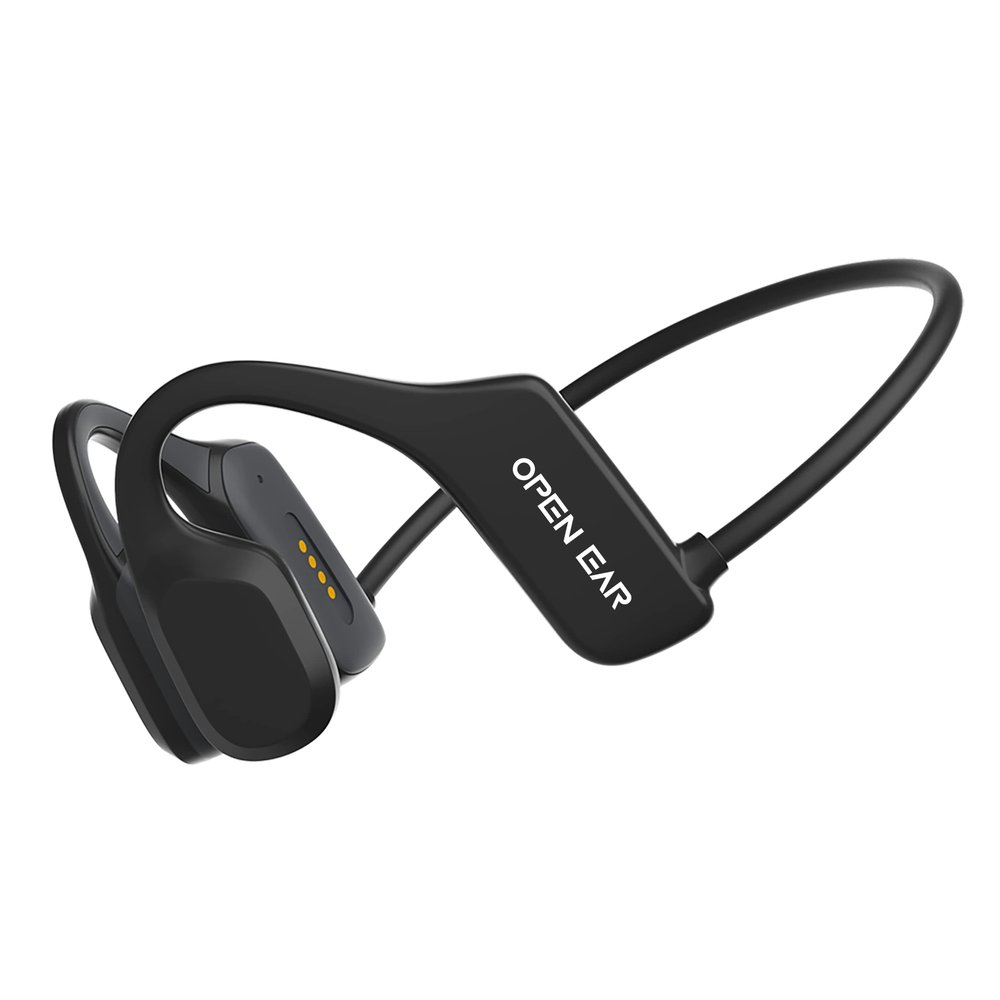 XIMAND Bone Conduction Headphones,IPX5 Open-Ear Wireless Bluetooth 5.3 Magnetic Charging with Mic, 6Hr Playtime, Waterproof Sweatproof Earphones for Sports, Running, Gym, Hiking, Cycling - Black