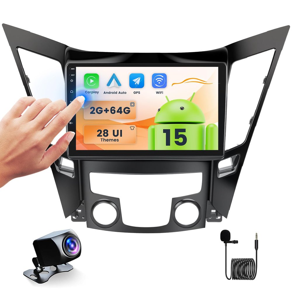2+64GB Android Car Stereo for Hyundai Sonata 2010-2014 Wireless Carplay Android Auto, 9 Inch Touchscreen Car Radio GPS Navi WiFi Bluetooth Backup Camera FM RDS Radio EQ SWC