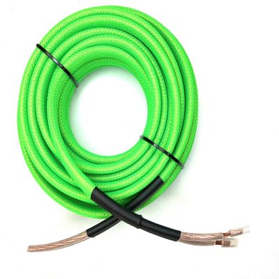 Xscorpion 50ft 14 Gauge Snakeskin Braided Sleeving Speaker Wire Copper Marine Car Audio Automotive 14 AWG (Green)