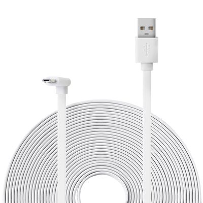 30FT Power Extension Cable Compatible with Wyze Cam Pan v3 Otudoor Security Camera, Micro USB Cord 90 Degree Charger Adapter L-Shaped Long Flat Waterproof Charging Cord-White