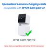 30FT Power Extension Cable Compatible with Wyze Cam Pan v3 Otudoor Security Camera, Micro USB Cord 90 Degree Charger Adapter L-Shaped Long Flat Waterproof Charging Cord-White view 2