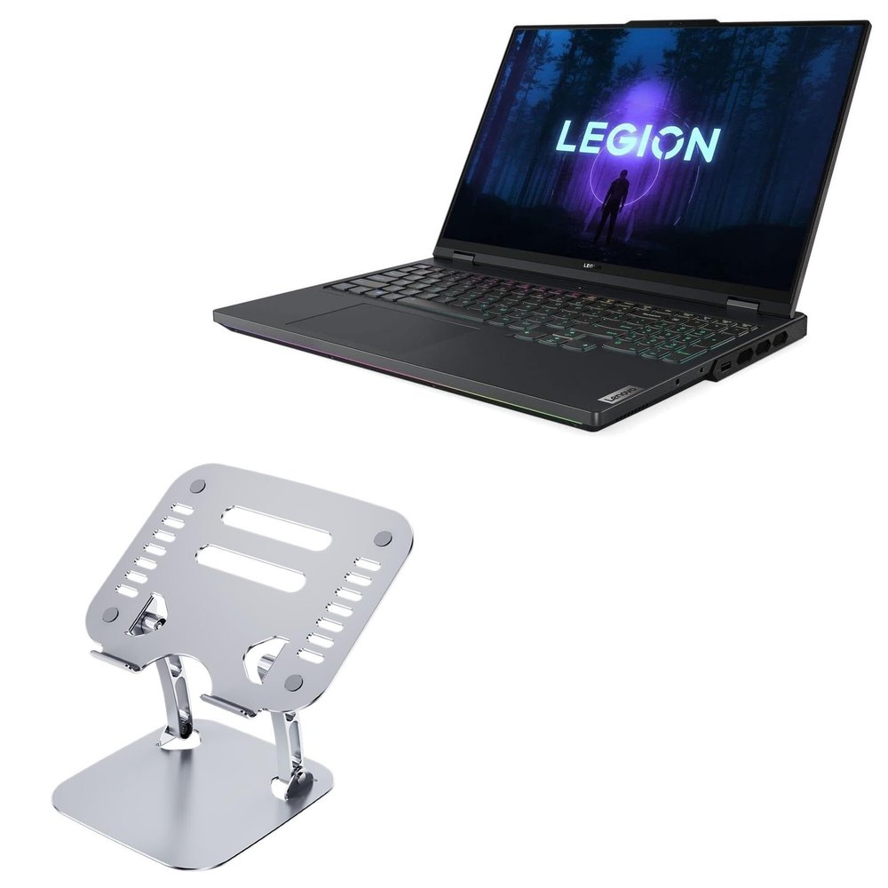 BoxWave Stand and Mount Compatible with Lenovo Legion Pro 7i (Gen 8) - Executive VersaView Laptop Stand, Ergonomic Adjustable Viewing Angle Metallic Riser - Metallic Silver