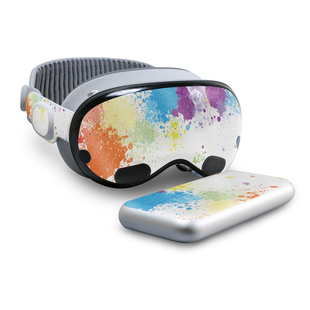 Glossy Glitter Skin Compatible with Apple Vision Pro - Splash of Color - Premium 3M Vinyl Protective Wrap Decal Cover - Easy to Apply | Crafted in The USA by MightySkins