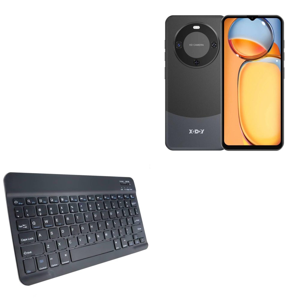 BoxWave Keyboard Compatible with Xgody A54 - SlimKeys Bluetooth Keyboard, Portable Thin with Chiclet-Style Keys - Jet Black