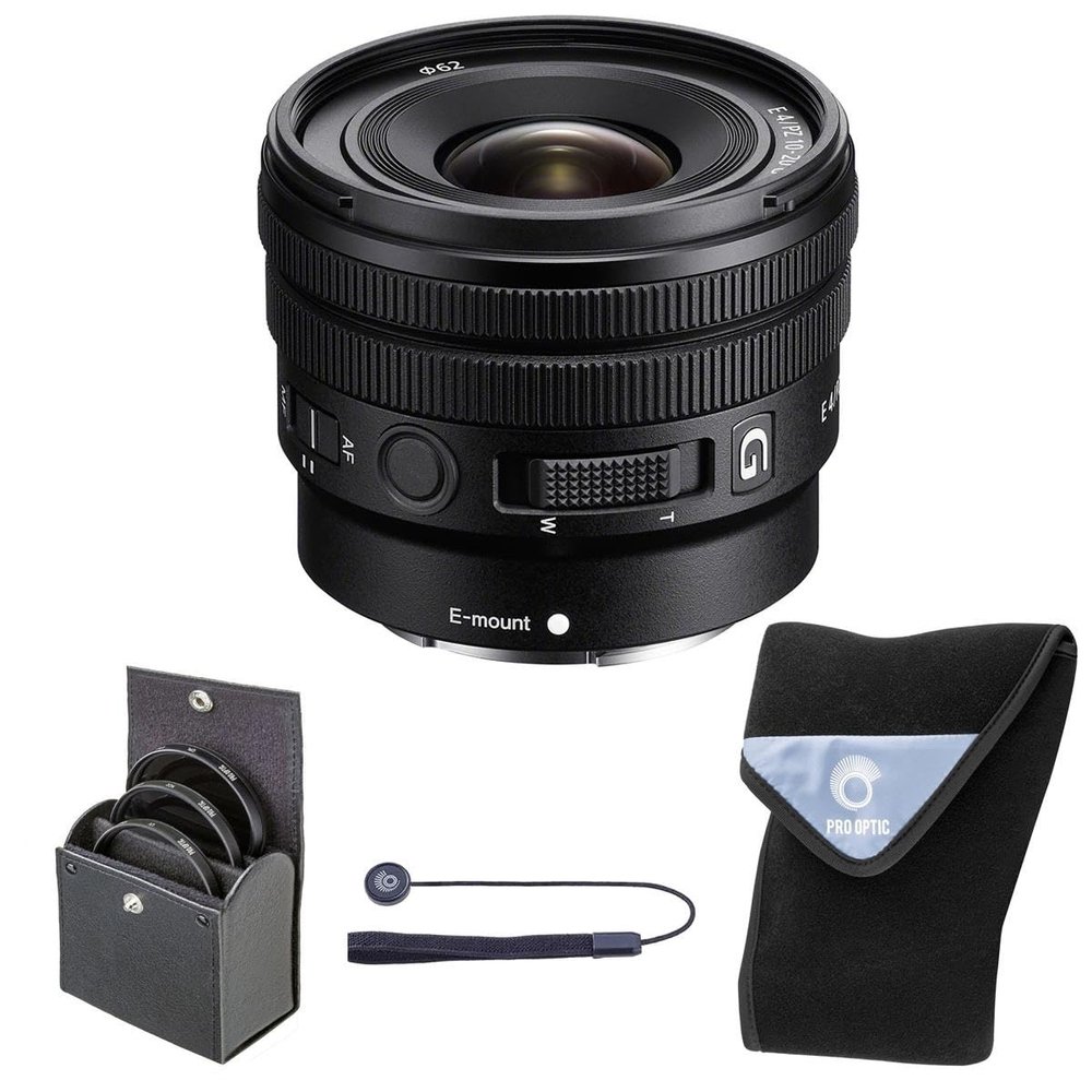 Sony E PZ 10-20mm f/4 G Lens, Bundle w/62mm Filter Kit 15x15 Wrap