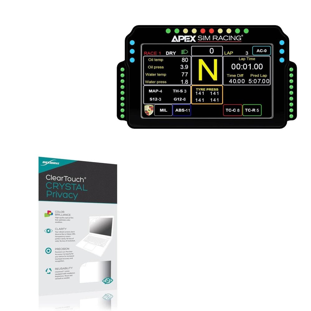 BoxWave Screen Protector Compatible with Apex Sim Racing GT3R DDU - ClearTouch Crystal Privacy (2-Pack), Privacy Screen Protector Flexible Film Clear