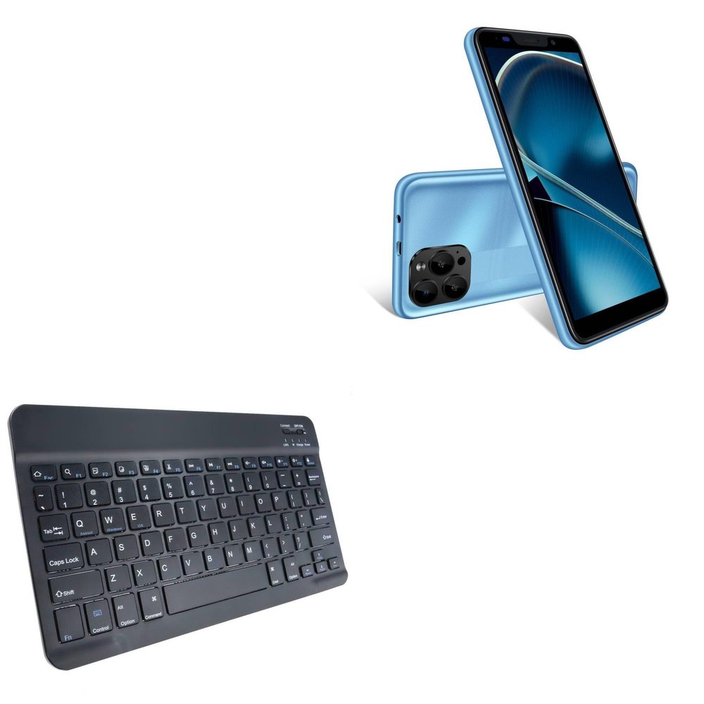 BoxWave Keyboard Compatible with Xgody S21 - SlimKeys Bluetooth Keyboard, Portable Thin with Chiclet-Style Keys - Jet Black