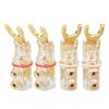 WUZDPRCJ 4PCS U/Y Lockable Banana Connector for Audio Speaker Cable 24K Gold Plated Banana Plug with Screw Lock view 1