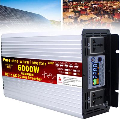 3500W 4000W 5000W 5500W 6000W 8000W Pure Sine Wave Power Inverter DC 12V 24V 48V 60V to 110V 220V with LCD Display Power inverters for Vehicles, RV, Truck, Solar System,6000W-12Vto110V