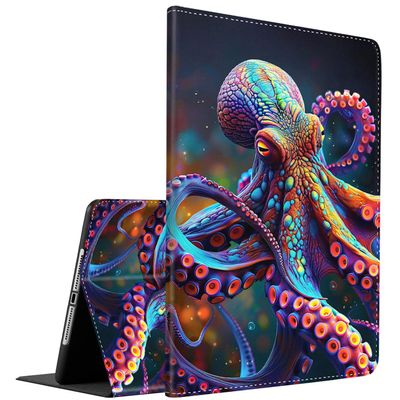 Case for iPad 9th/8th/7th Gen 2021/2020/2019 iPad 10.2 Inch Also Fit iPad Air 3th Gen 2019/iPad Pro 10.5 inchStanding Cover with Auto Sleep/WakeColorful Octopus