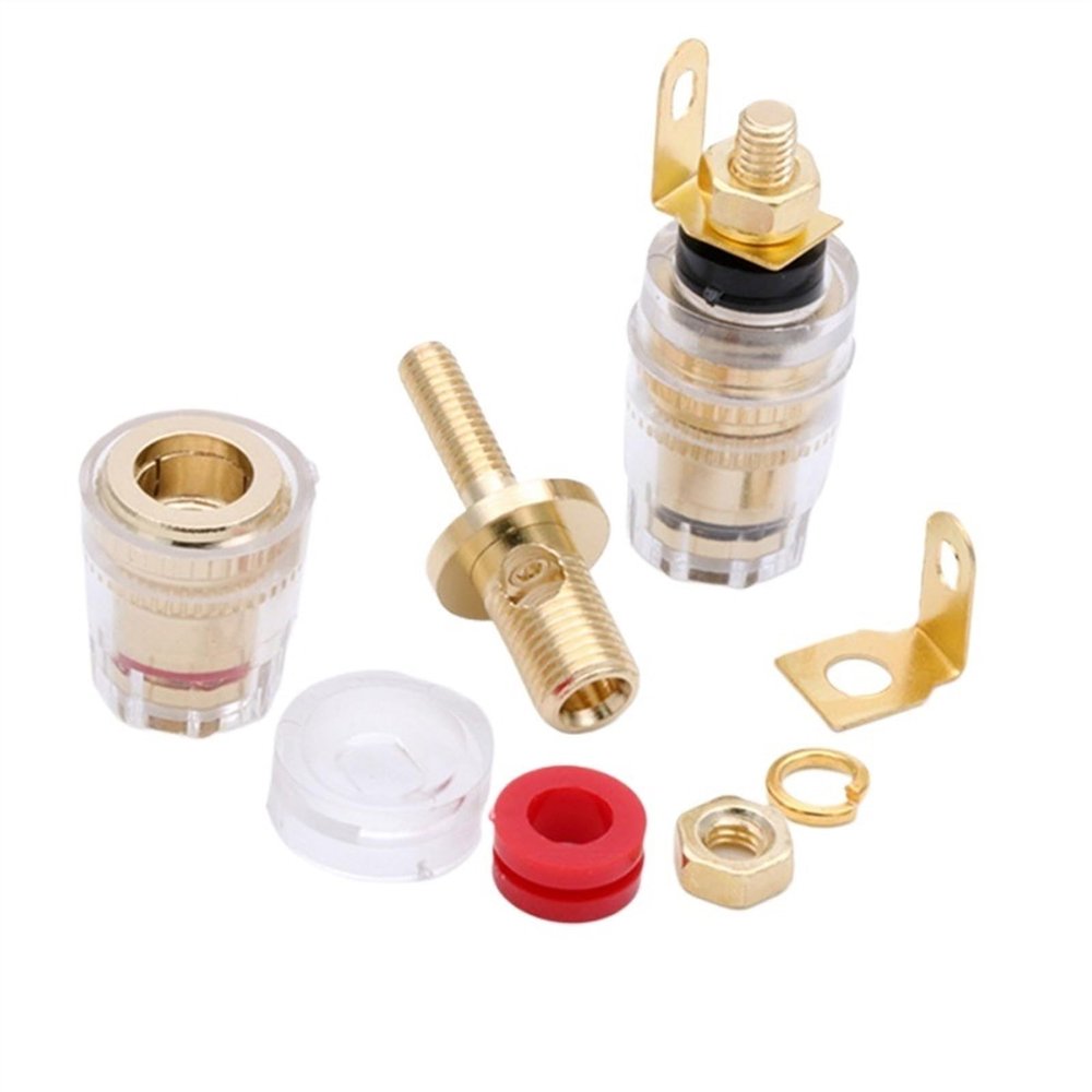2pair/4pcs Banana Connector 4mm Thread Medium Amplifier Speaker Spade Terminal Binding Post Banana Plug Socket Connector 33MM