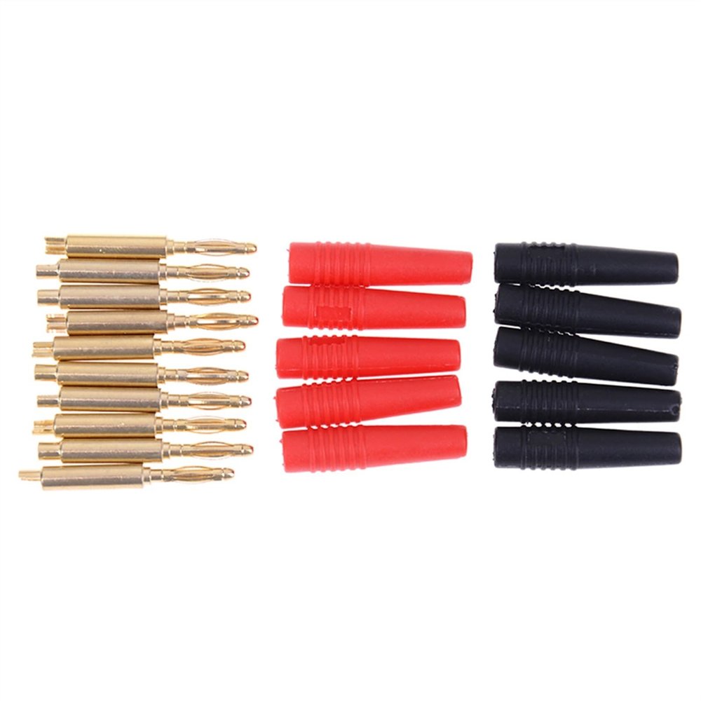 10pcs/lot 2mm Gold Plated Wilding Banana Plug Audio Speaker Amplifier Cable Wire Power Screw Jack Connector Adapter Random Color