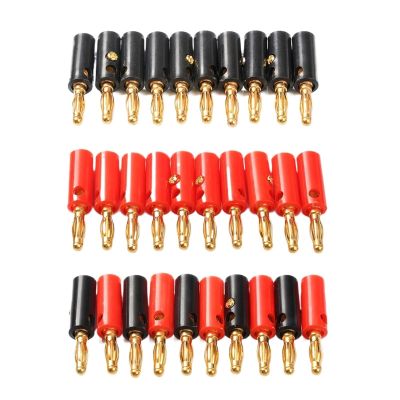WUZDPRCJ 20PC Black&Red 4mm Banana Plug Gold Plated Audio Speaker Cable Wire Connectors Banana Connector Adapter