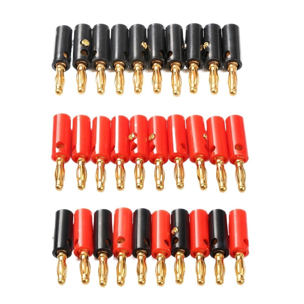 WUZDPRCJ 20PC Black&Red 4mm Banana Plug Gold Plated Audio Speaker Cable Wire Connectors Banana Connector Adapter