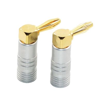 WUZDPRCJ 2Pcs 4mm Gold-Plated Video Speaker Adapter 90 Degree Right Angle Banana Connectors No Soldering Banana Plug Terminal
