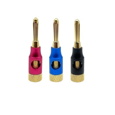 6PCS 4mm Speaker Banana Plugs Banana Connector 24K Copper Gold Plated 4mm Banana Jack Match with 4mm Binding Post (Color : Black 6Pcs)
