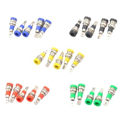5Pcs 4mm Banana Female Jack Chassis Panel Mount Socket Connector for Non-Shrouded Banana Plug (Color : Red)
