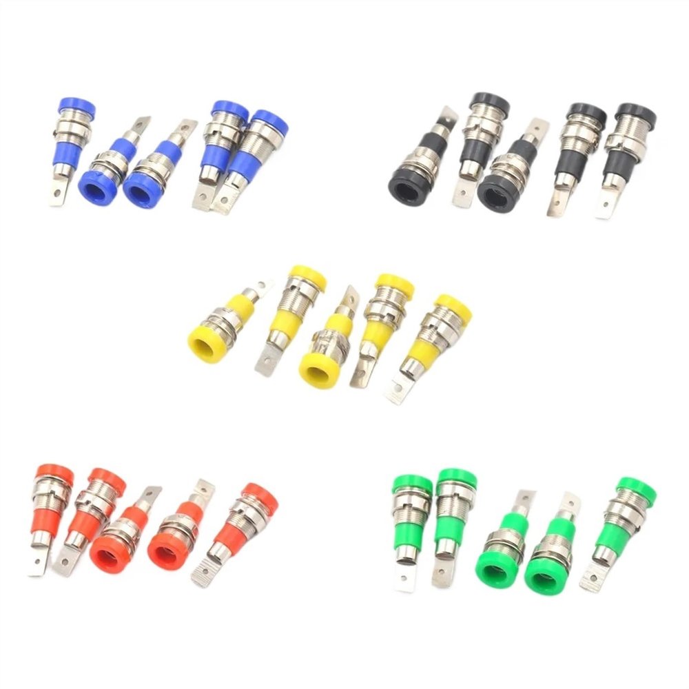 5Pcs 4mm Banana Female Jack Chassis Panel Mount Socket Connector for Non-Shrouded Banana Plug (Color : Red)