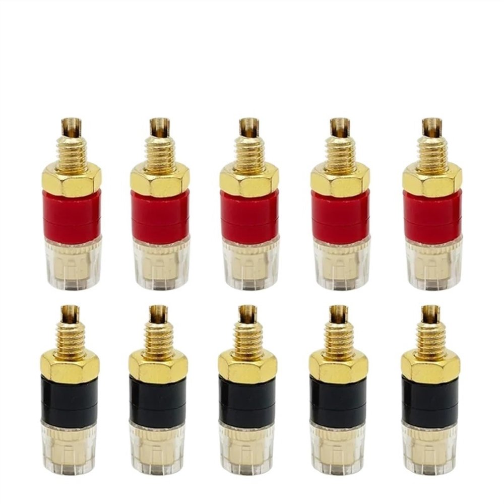 20Pcs 4mm Gold Plated Amplifier Binding Posts Brass Terminal Connector Speaker with Transparent Shell Banana Plug Socket (Color : 20 Red)