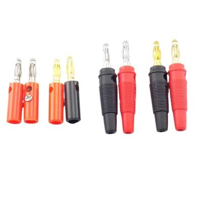 1/4 Pairs Banana Plug Audio Speaker Screw 4mm Banana Gold Silver Plate Plugs Connector Adapter Solderless Black Red Color (Color : C 2pcs)