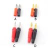 1/4 Pairs Banana Plug Audio Speaker Screw 4mm Banana Gold Silver Plate Plugs Connector Adapter Solderless Black Red Color (Color : C 2pcs) view 3