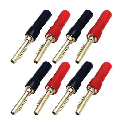 8PCS 4MM Elastic Needle Shape Banana Plug with Soft Tube 24k Gold Plated Closed Screw Audio Connector for Speaker