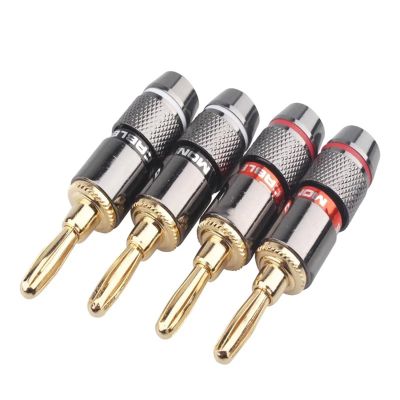 10PCS 24K Gold-Plated Banana Plugs 4MM Banana Connector with Screw Lock for Audio Jack Speaker Plugs Gun Metal (Color : 10 Red)
