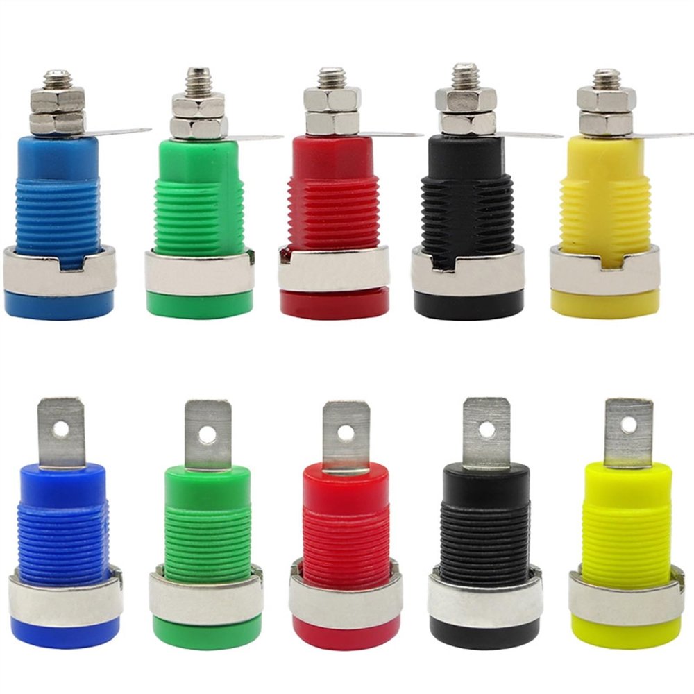 20pcs 32A Insulated 4MM Banana Plug Socket Jack Panel Mount Binding Post Connector Multimeter Socket Banana Head Female (Color : LW Green x 20pcs)
