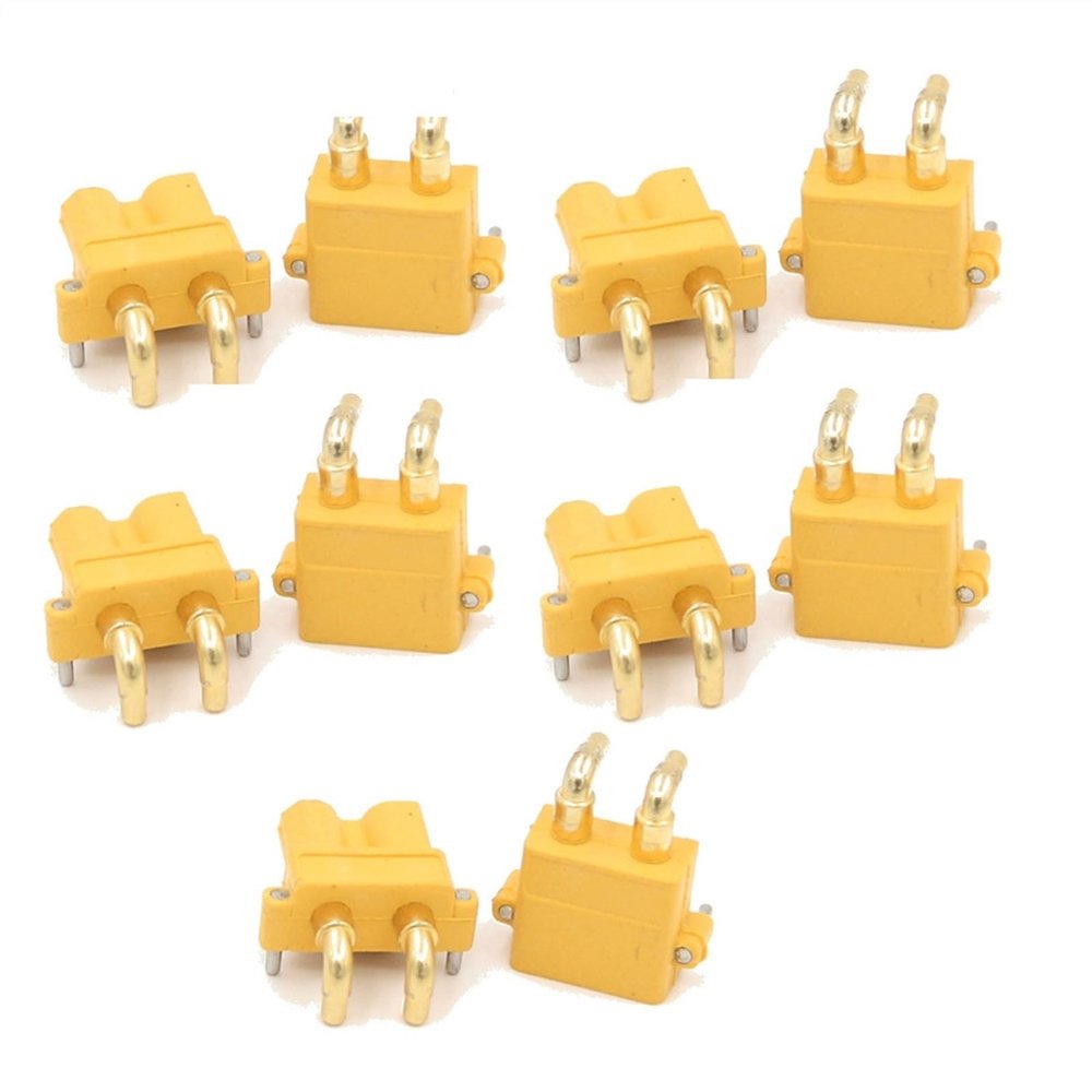 100 PCS XT30PW Banana Golden XT30 Upgrade Right Angle Plug Connector Male Female Motor PCB Board Plug Connect (50 Pair)