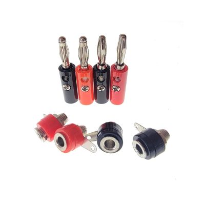 10PCS Silver 4mm Banana Plug Lantern Type Male and Female 4mm Banana Jack Panel Mount Terminal Connector Adapter Red Black (Color : Lantern Type Black, Size : 10Pcs)