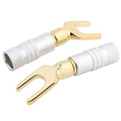 WUZDPRCJ 10pcs Y Type Banana Plug Socket Gold Plated Audio Adapter Connector with Metal Sheath (Color : 5 Red 5 Black)
