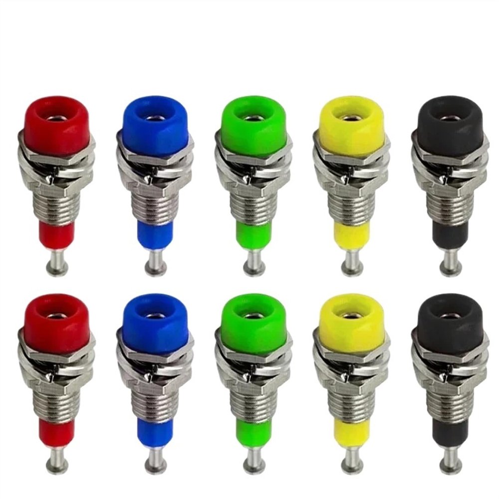 20pcs 2mm Banana Socket Binding Post Nut Banana Plug Jack Terminal Test Hole Electrical Connector (Color : 10 Red 10 Black)