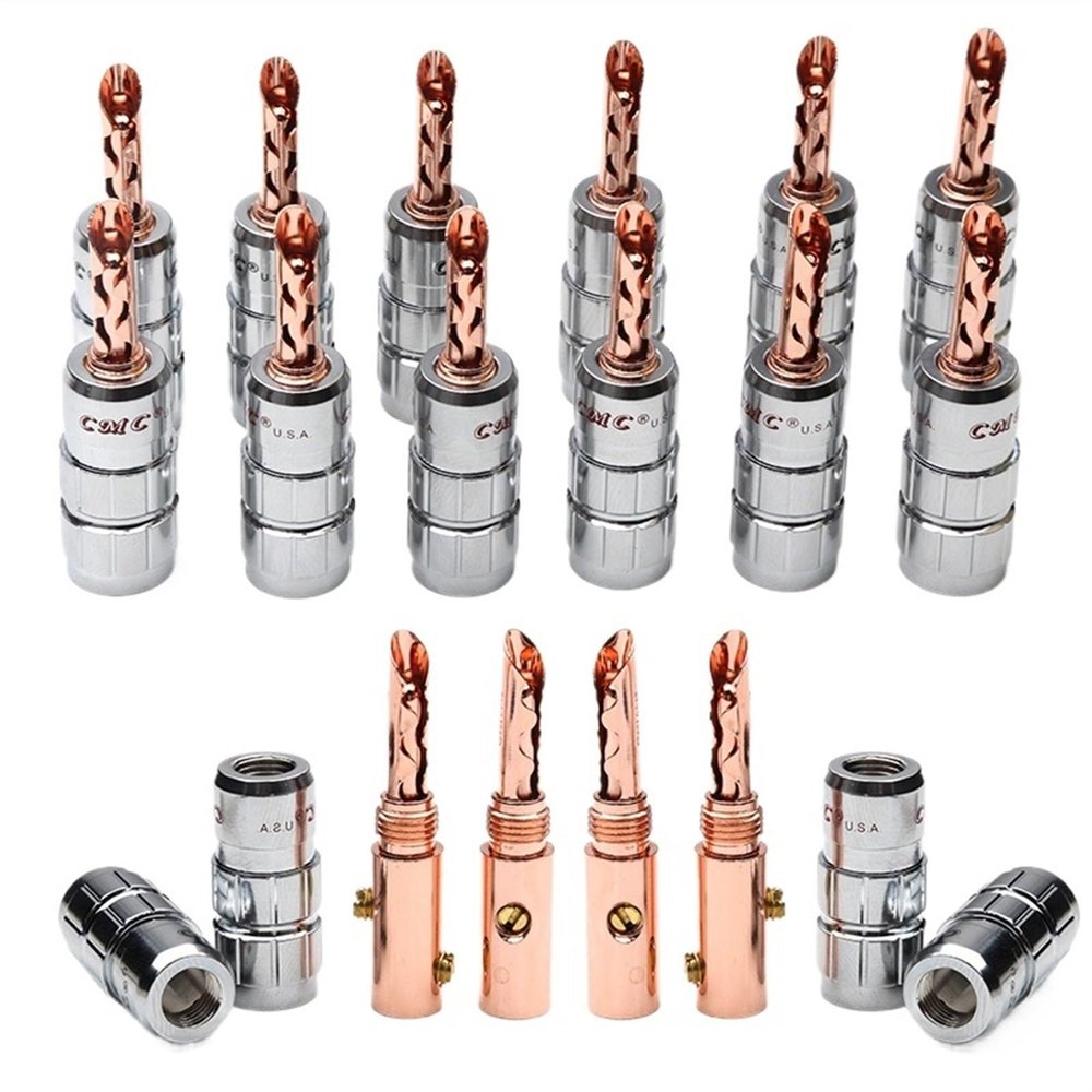 WUZDPRCJ 12 PCS Gold Plated Copper Solid Banana Plug Set Female Connectors Plugs Cable Wire Adapters for Audio Speaker Amplifier 4.3mm