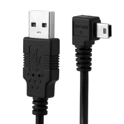 NFHK Mini USB B Type 5pin Male Right Angled 90 Degree to USB 2.0 Male Data Cable with Ferrite 3.0m