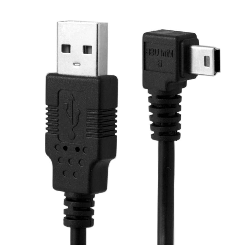 NFHK Mini USB B Type 5pin Male Right Angled 90 Degree to USB 2.0 Male Data Cable with Ferrite 3.0m